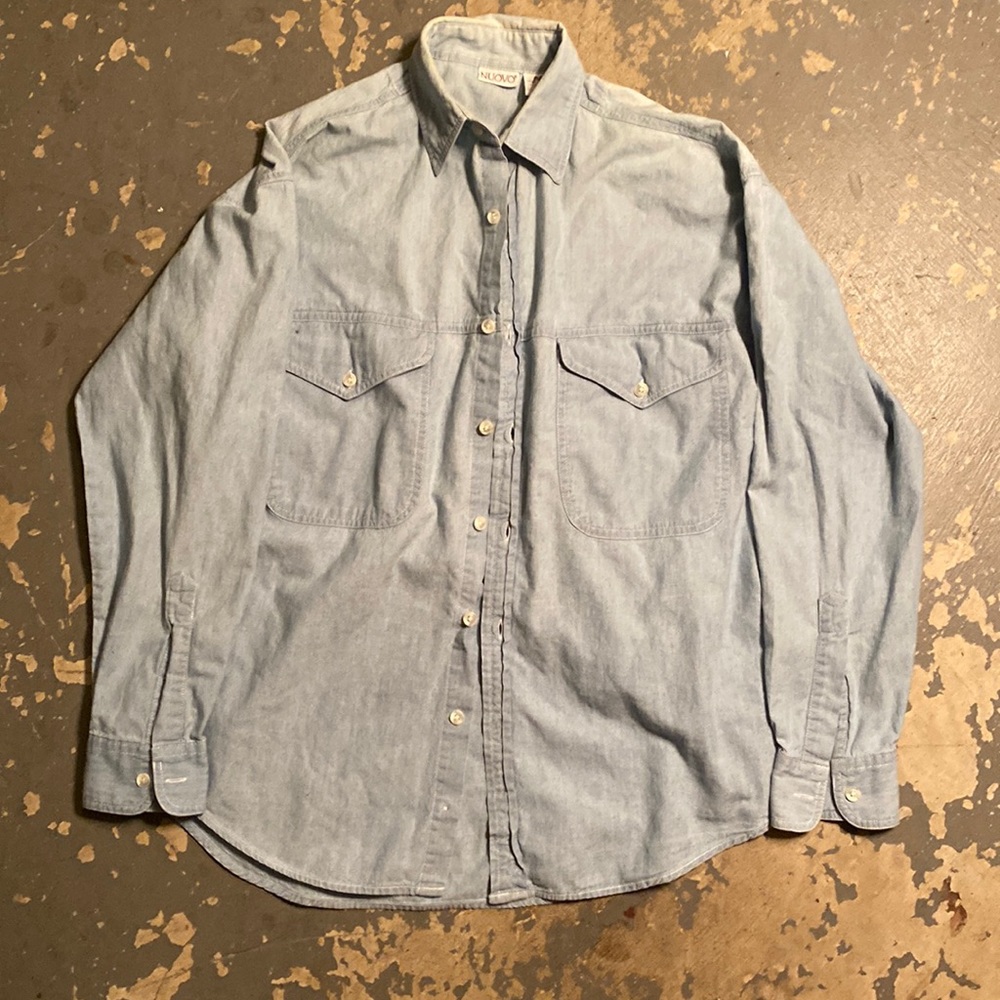 Nuovo Faux Denim Long Sleeve Button Up - Medium